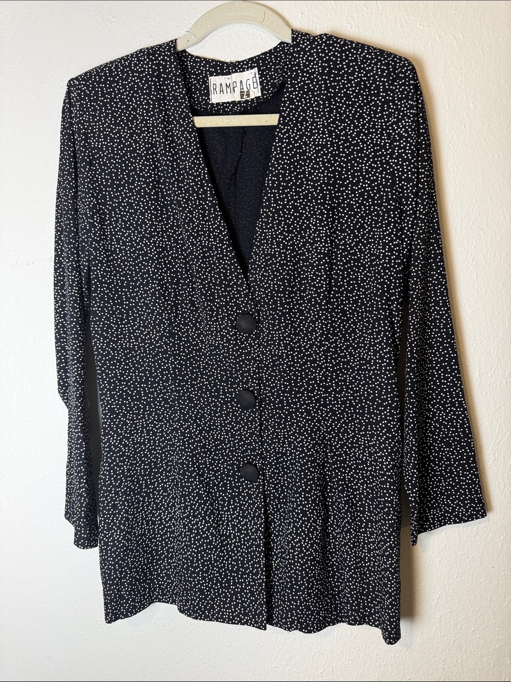 VTG Rampage Black and White Speckled Long Sleeve Button Dress